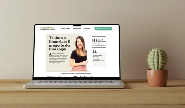 Amalia's website homepage screen mockup