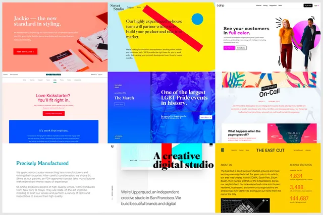 Collage showcasing a grid of interface with personalities