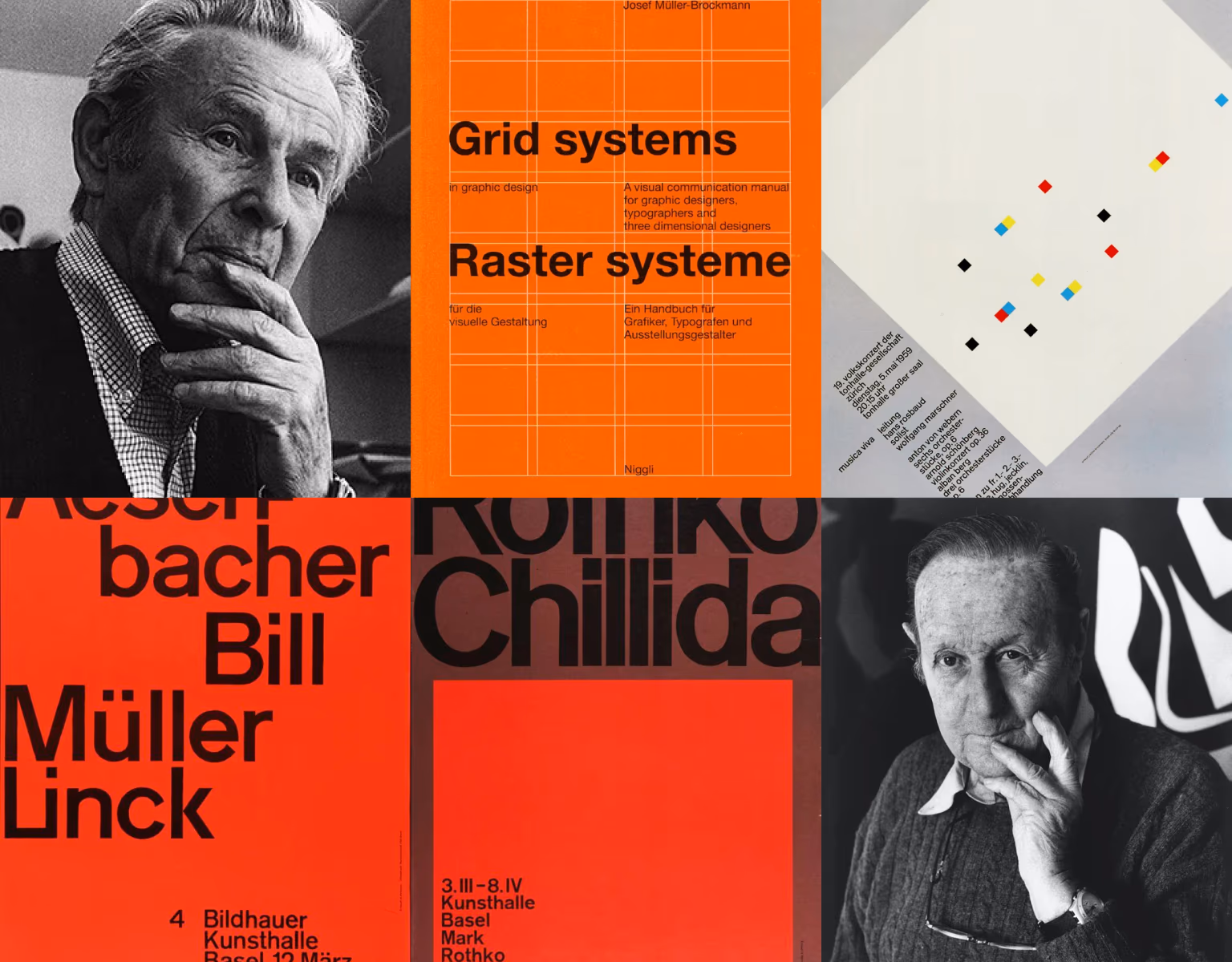 Brockmann's Grid Systems book alongside Swiss editorial magazines