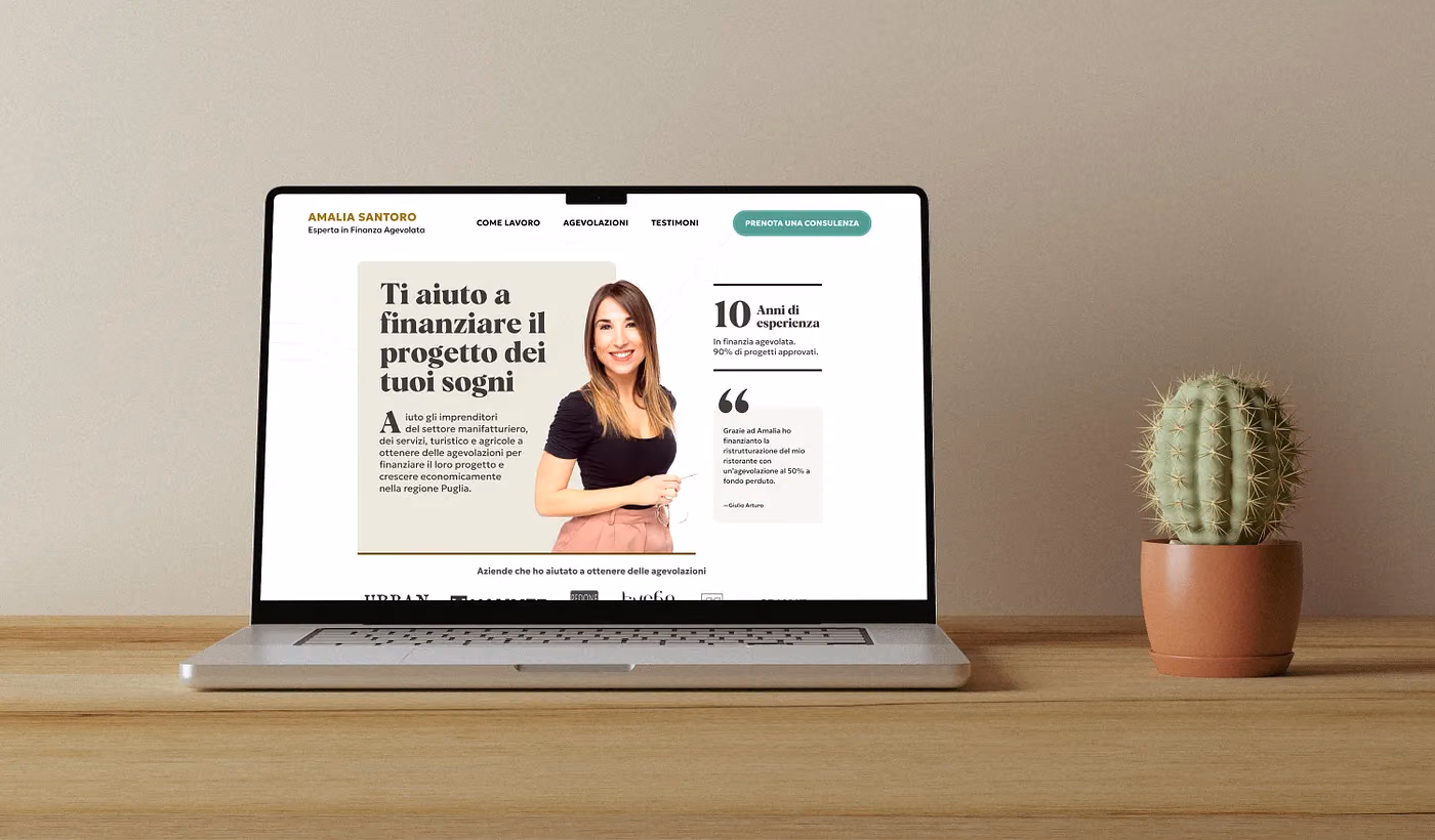 Amalia's website homepage screen mockup